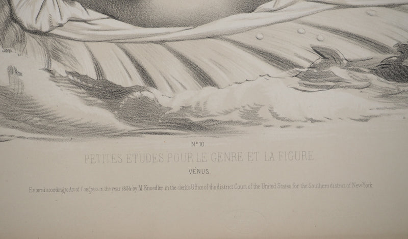 Joseph FELON : La naissance de Vénus en noir et blanc, Lithographie originale signée