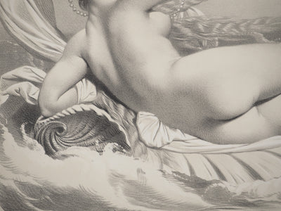 Joseph FELON : La naissance de Vénus en noir et blanc, Lithographie originale signée