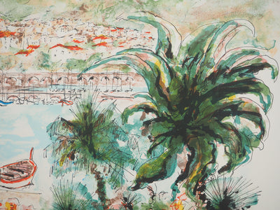 Urbain HUCHET : Vacances en Côte-d'Azur, Lithographie originale signée