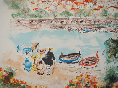 Urbain HUCHET : Vacances en Côte-d'Azur, Lithographie originale signée