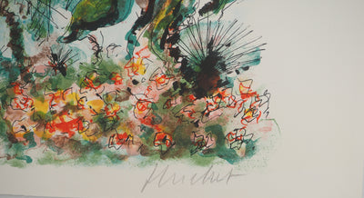 Urbain HUCHET : Vacances en Côte-d'Azur, Lithographie originale signée
