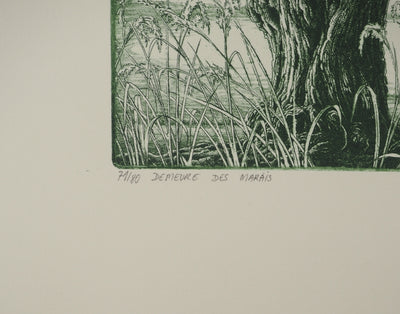 AF François HOUTIN: Marjolaine's Terrace, 2002, Original signed engraving