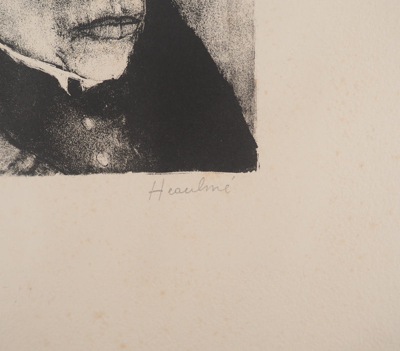 BTIna François HEAULMÉ, Portrait of a Breton woman, Original signed lithograph