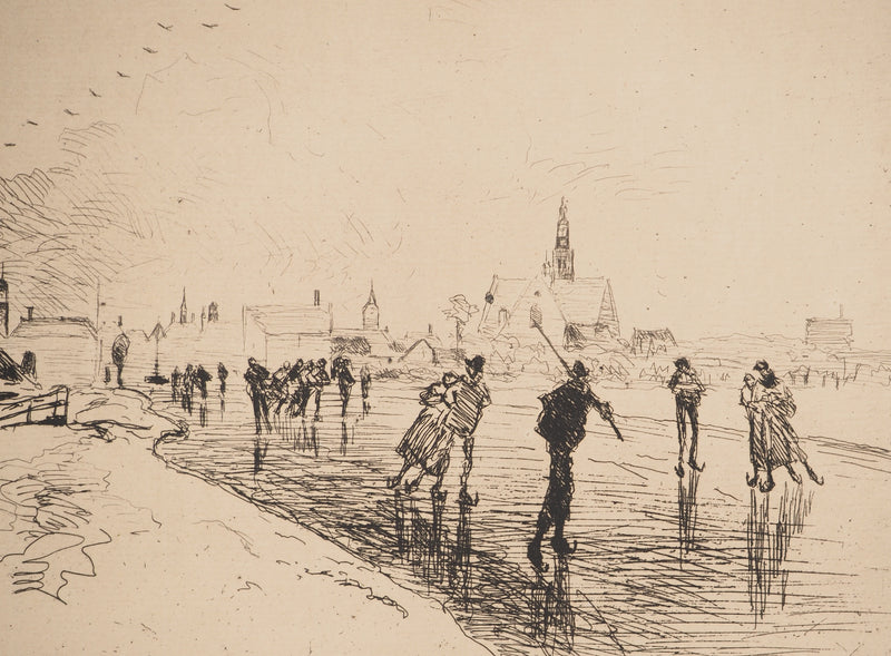 Johan-Barthold JONGKIND : Vue de la ville de Maaslins en Hollande, Gravure originale signée (Copie)