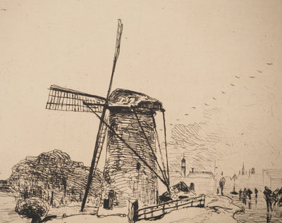 Johan-Barthold JONGKIND : Vue de la ville de Maaslins en Hollande, Gravure originale signée (Copie)