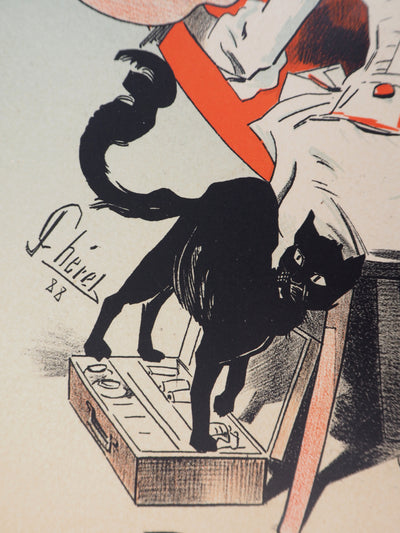 Jules CHERET : Jeune fille peintre, Lithographie originale signée