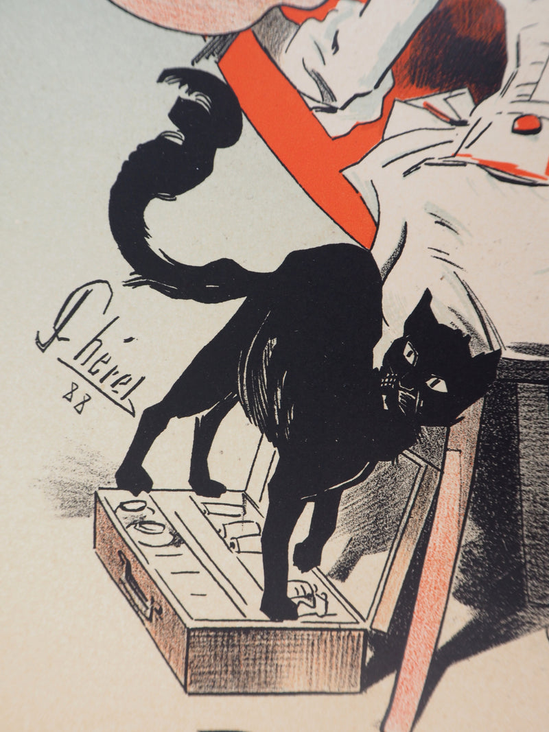Jules CHERET : Jeune fille peintre, Lithographie originale signée
