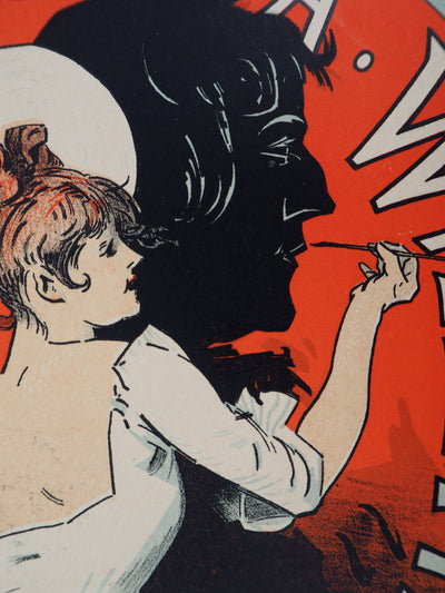 Jules CHERET : Jeune fille peintre, Lithographie originale signée