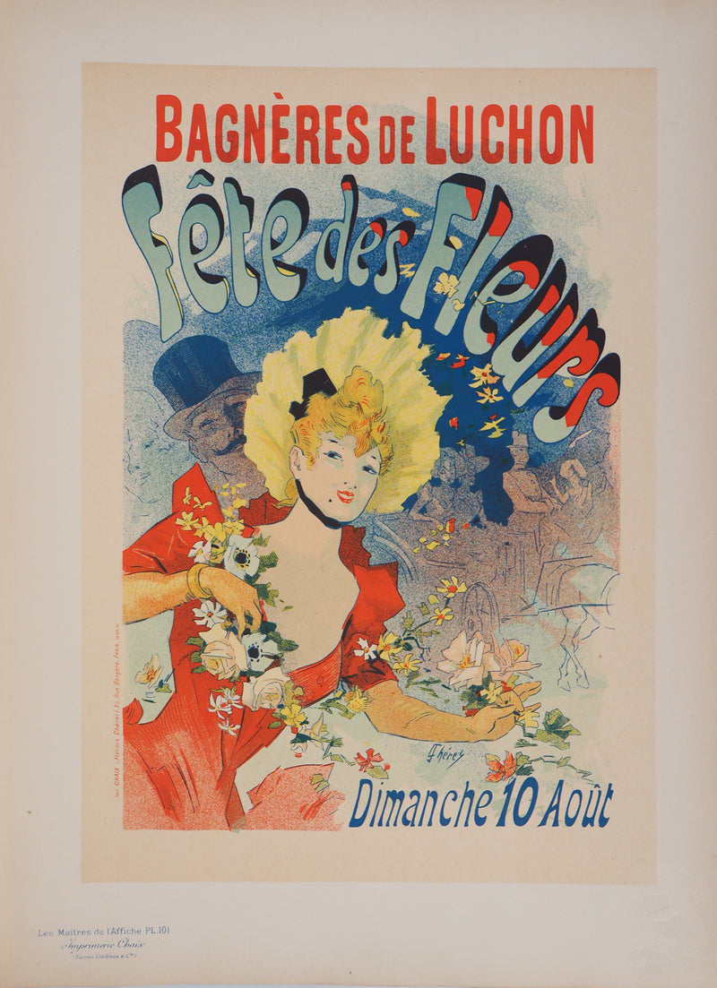 Jules CHERET : Fête des fleurs, Lithographie originale signée