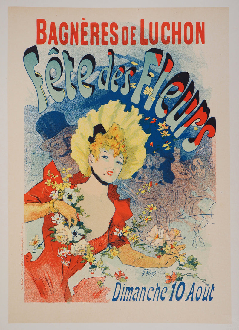 Jules CHERET : Fête des fleurs, Lithographie originale signée