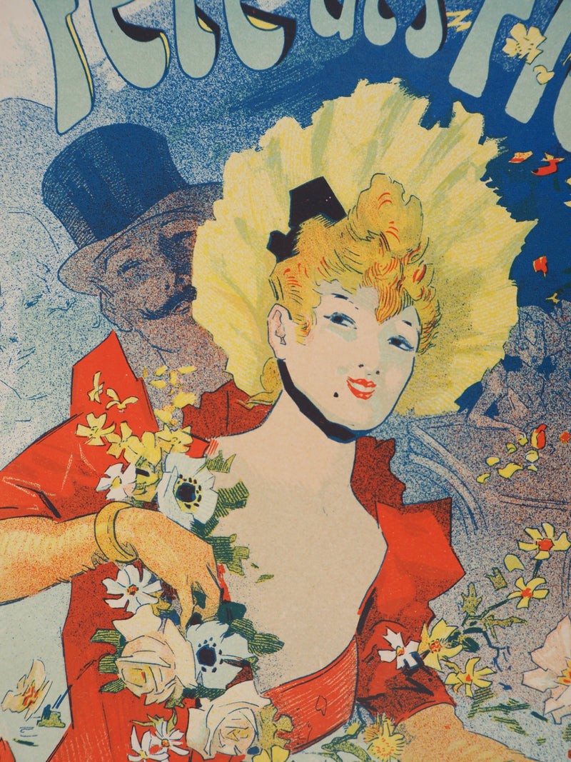 Jules CHERET : Fête des fleurs, Lithographie originale signée