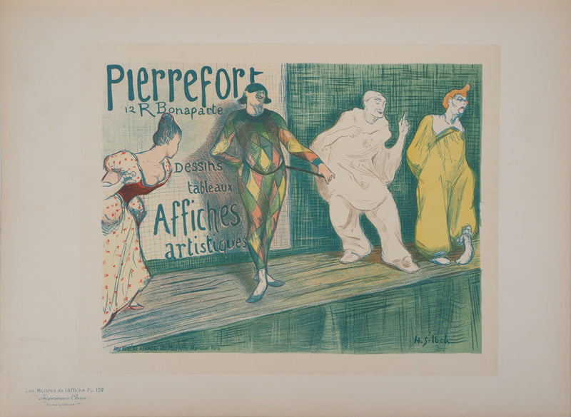 Henri-Gabriel IBELS: Pantomime, Pierrot and Harlequin, Original signed lithograph