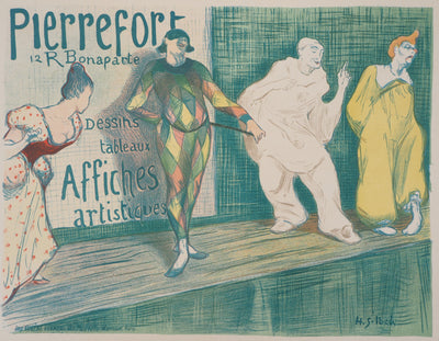 Henri-Gabriel IBELS: Pantomime, Pierrot and Harlequin, Original signed lithograph