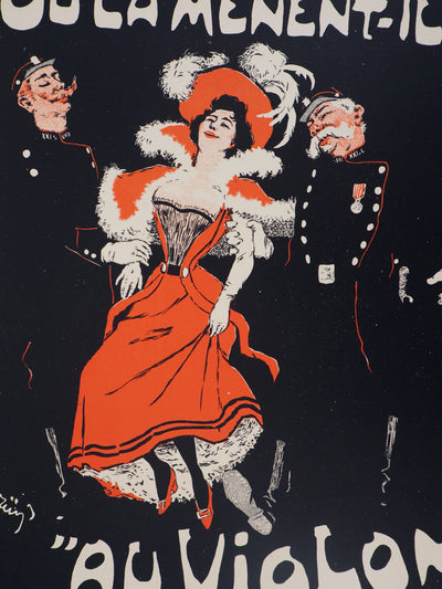 Jules GRUN : Au Violon, Café Riche, Lithographie originale signée