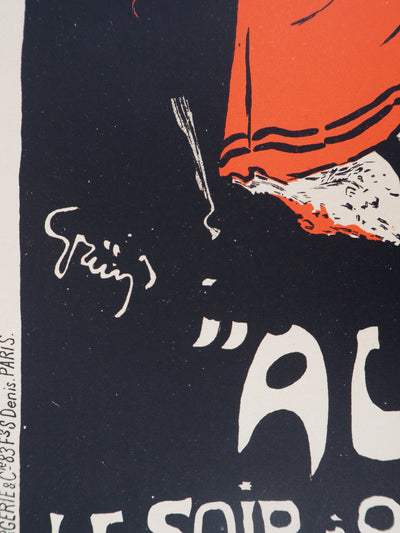 Jules GRUN : Au Violon, Café Riche, Lithographie originale signée