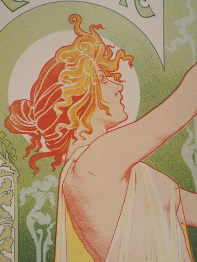 Henri PRIVAT-LIVEMONT : L'absinthe Robette, Fée Verte, Lithographie originale signée