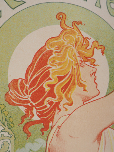 Henri PRIVAT-LIVEMONT : L'absinthe Robette, Fée Verte, Lithographie originale signée