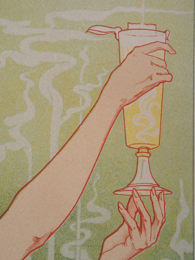 Henri PRIVAT-LIVEMONT : L'absinthe Robette, Fée Verte, Lithographie originale signée