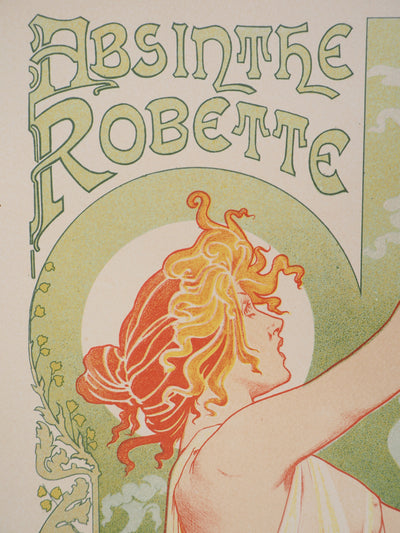 Henri PRIVAT-LIVEMONT : L'absinthe Robette, Fée Verte, Lithographie originale signée
