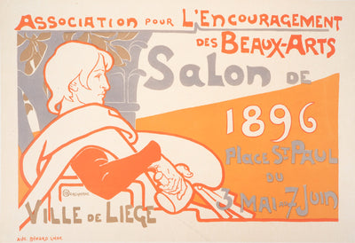 Emile BERCHMANS : Association pour l'encouragement des Beaux-Arts, Lithographie originale signée