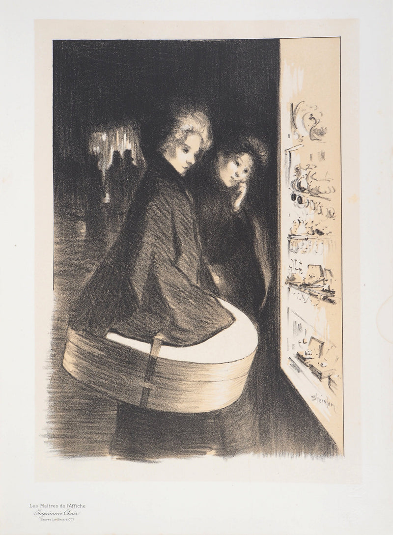 Théophile Alexandre STEINLEN : Deux femmes, Lithographie originale signée
