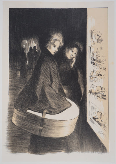 Théophile Alexandre STEINLEN : Deux femmes, Lithographie originale signée