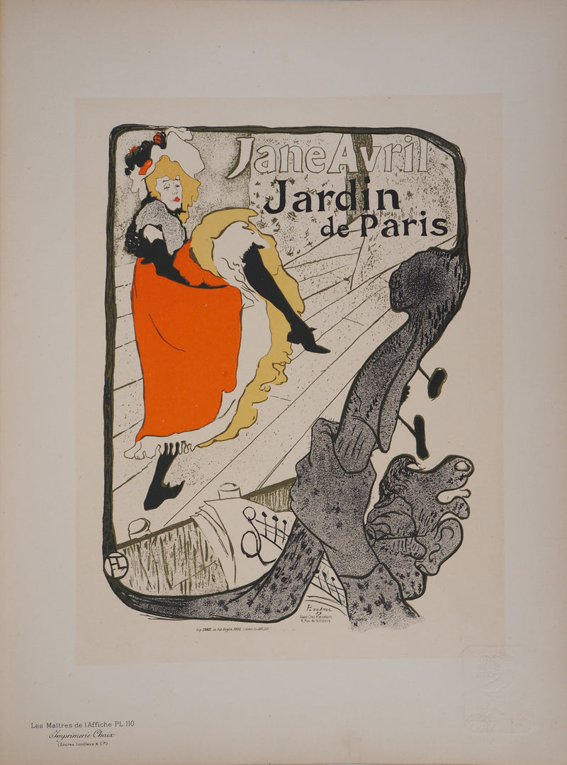Henri DE TOULOUSE LAUTREC : Jane Avril au Jardin de Paris, Lithographie originale signée