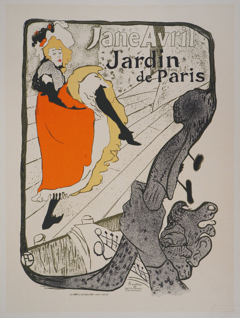 Henri DE TOULOUSE LAUTREC : Jane Avril au Jardin de Paris, Lithographie originale signée