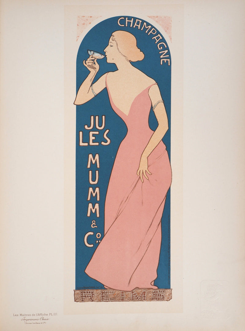 ADA Maurice RÉALIER, DUMAS: Champagne Jules Mumm, 1897, Original signed lithograph