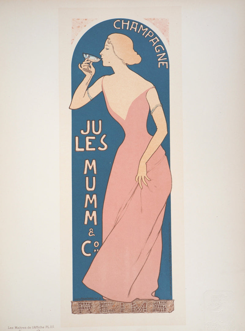 ADA Maurice RÉALIER, DUMAS: Champagne Jules Mumm, 1897, Original signed lithograph
