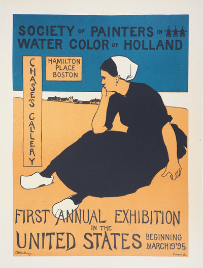 ADA Charles Herbert WOODBURY: Dutchwoman with clogs, Original signed lithograph
