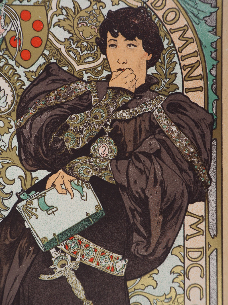 Alfonse MUCHA : Lorenzaccio (Sarah Bernhardt), Lithographie originale ignée
