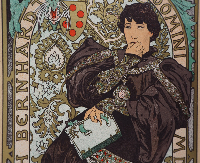 Alfonse MUCHA : Lorenzaccio (Sarah Bernhardt), Lithographie originale ignée