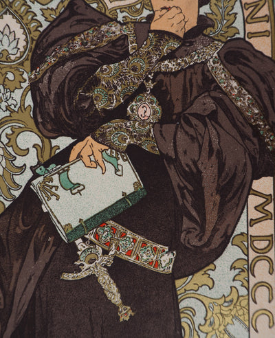 Alfonse MUCHA : Lorenzaccio (Sarah Bernhardt), Lithographie originale ignée
