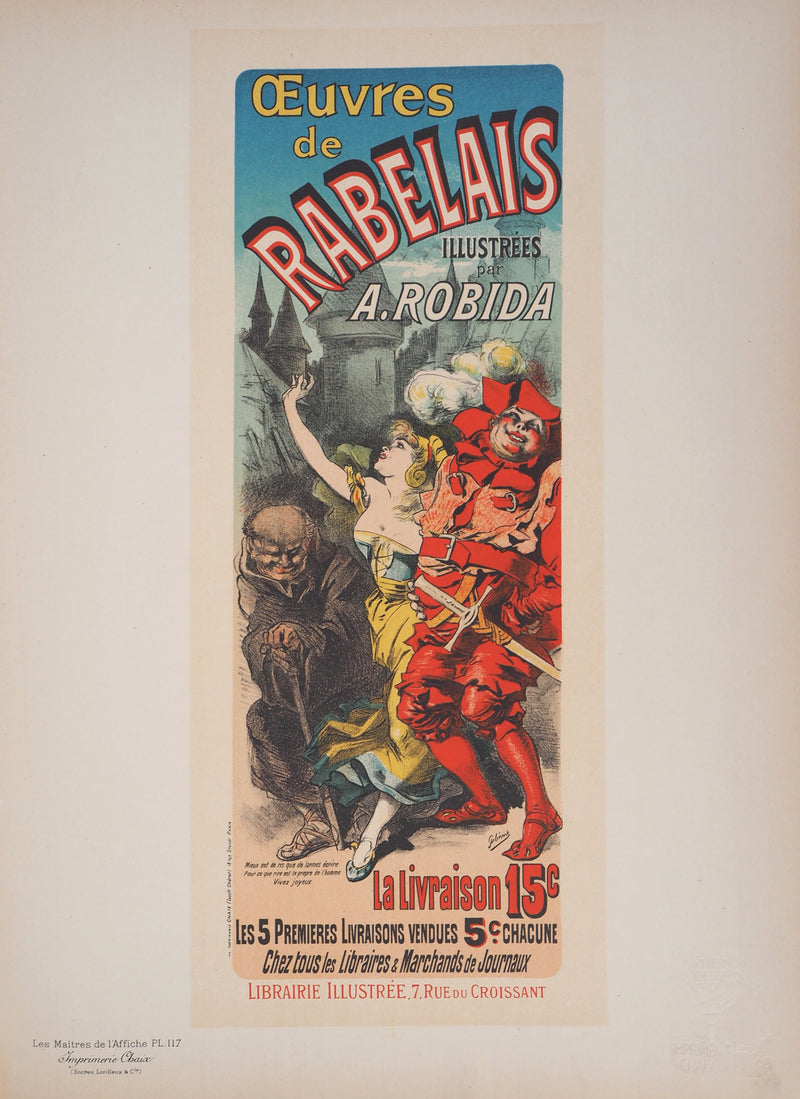 Jules CHERET : Les œuvres de Rabelais, Lithographie originale signée
