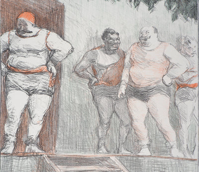 Henri-Gabriel IBELS : Lutteurs de foire, Lithographie originale signée