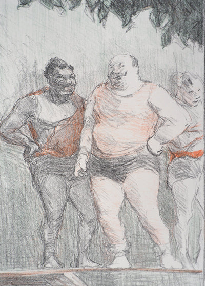 Henri-Gabriel IBELS : Lutteurs de foire, Lithographie originale signée