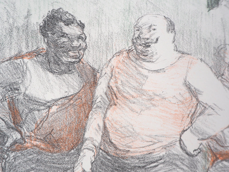 Henri-Gabriel IBELS : Lutteurs de foire, Lithographie originale signée