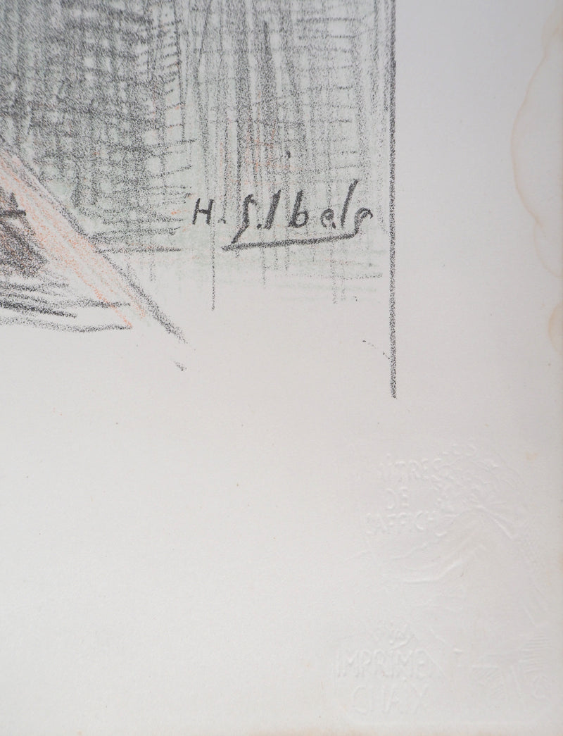 Henri-Gabriel IBELS : Lutteurs de foire, Lithographie originale signée