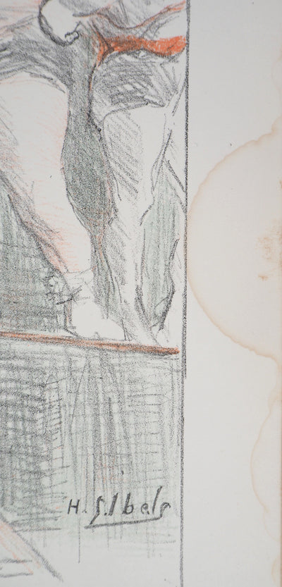 Henri-Gabriel IBELS : Lutteurs de foire, Lithographie originale signée
