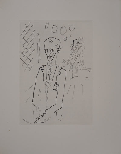 Jean COCTEAU : Le bal du comte d'Orgel : Le croupier, Gravure originale (vue générale) - Crédit photo : Galerie Art.Paris