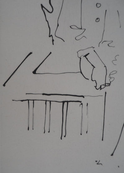 Jean COCTEAU : Le bal du comte d'Orgel : Suspicion au coin du feu, Gravure originale (photo de détail 4) - Crédit photo : Galerie Art.Paris