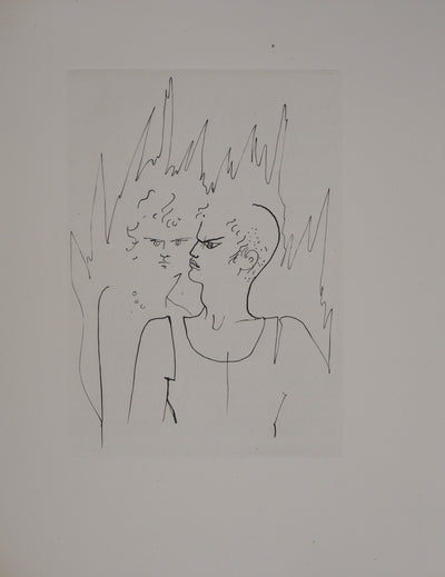 Jean COCTEAU : Le bal du comte d'Orgel : La discussion, Gravure originale (vue générale) - Crédit photo : Galerie Art.Paris