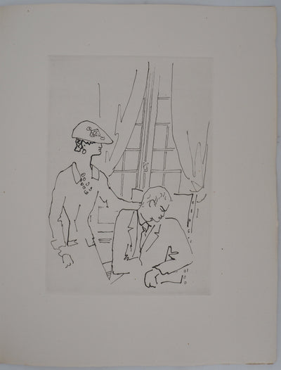 Jean COCTEAU : Le bal du comte d'Orgel : Un réconfort bienvenu, Gravure originale (vue générale) - Crédit photo : Galerie Art.Paris