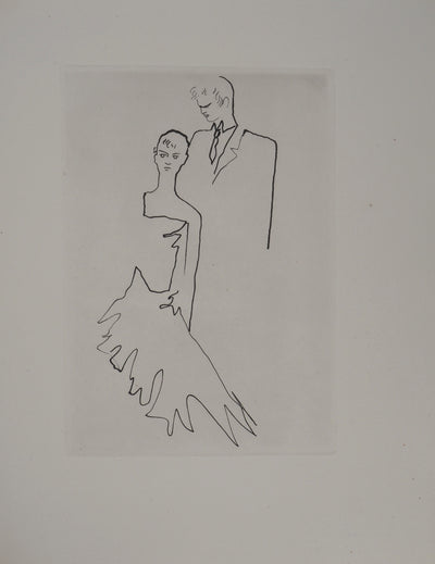 Jean COCTEAU : Le bal du comte d'Orgel : Les amoureux, Gravure originale (vue générale) - Crédit photo : Galerie Art.Paris