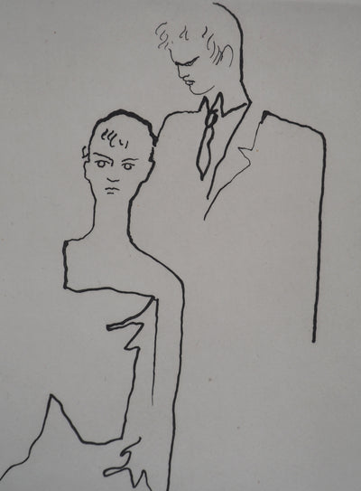 Jean COCTEAU : Le bal du comte d'Orgel : Les amoureux, Gravure originale (photo de détail 2) - Crédit photo : Galerie Art.Paris