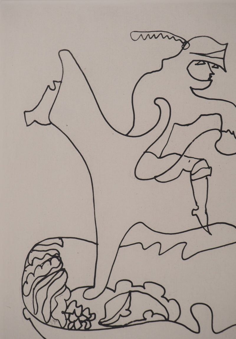 Charles LAPICQUE : Portraits XII, A rebours, Gravure originale signée