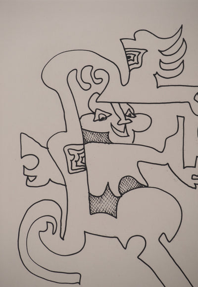 Charles LAPICQUE : La mort en goguette, Gravure originale signée