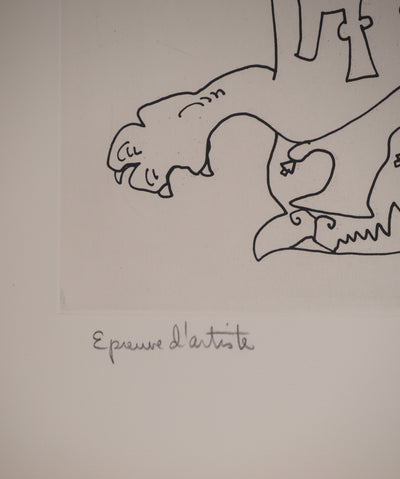Charles LAPICQUE : Portraits XII, Louis II de Bavière, Gravure originale signée