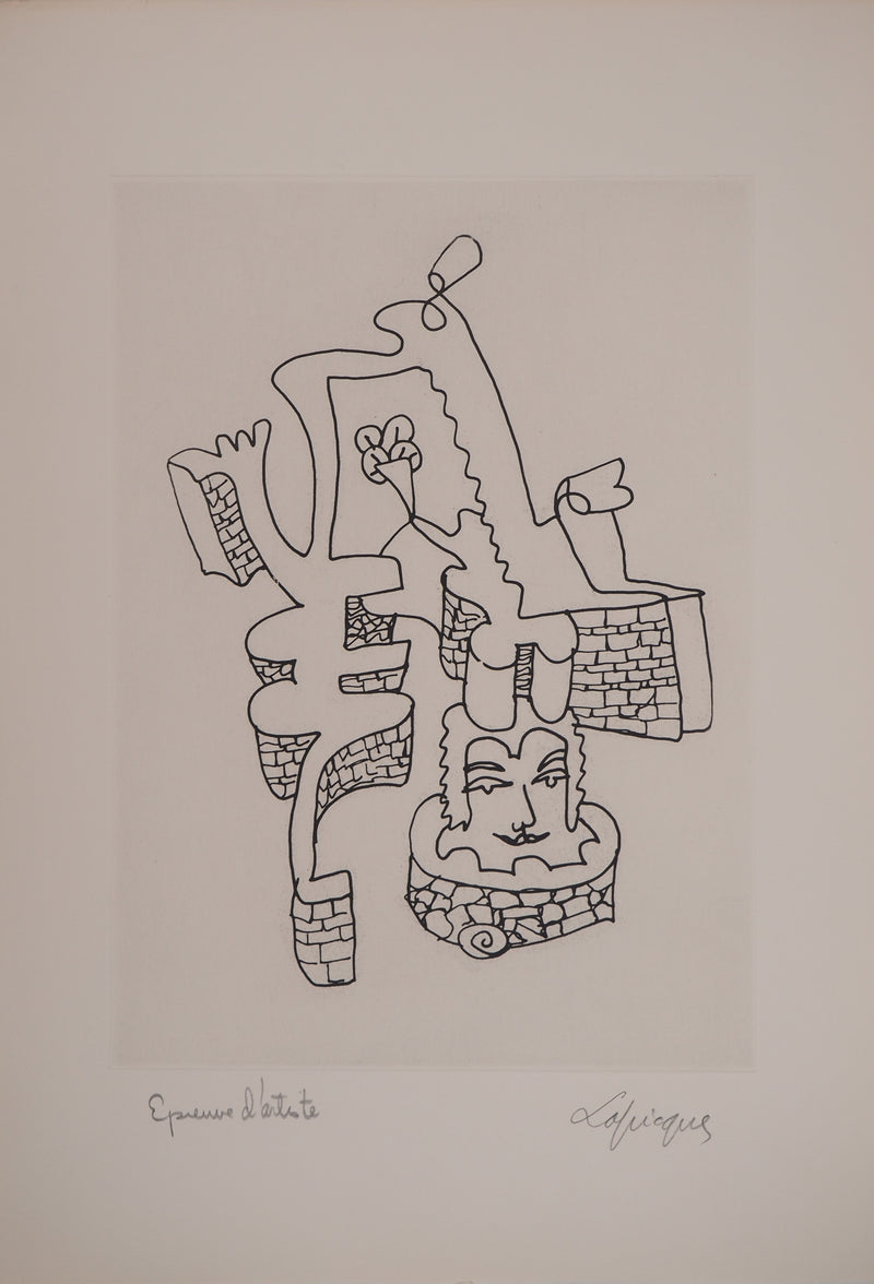 Charles LAPICQUE : Portraits XII, Labyrinthe, Gravure originale signée